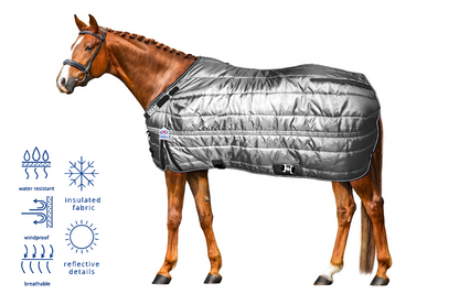 Derby Originals Nordic Tough West Coast 420D Reflective Winter Horse Stable Blanket 200g Medium Weight Charcoal details