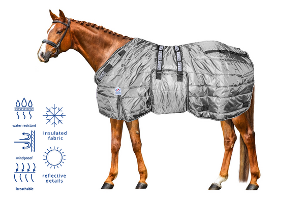 Derby Originals Nordic Tough Closed Front 420D Water Resistant Reflective Winter Horse Stable Blanket 200g Medium Weight