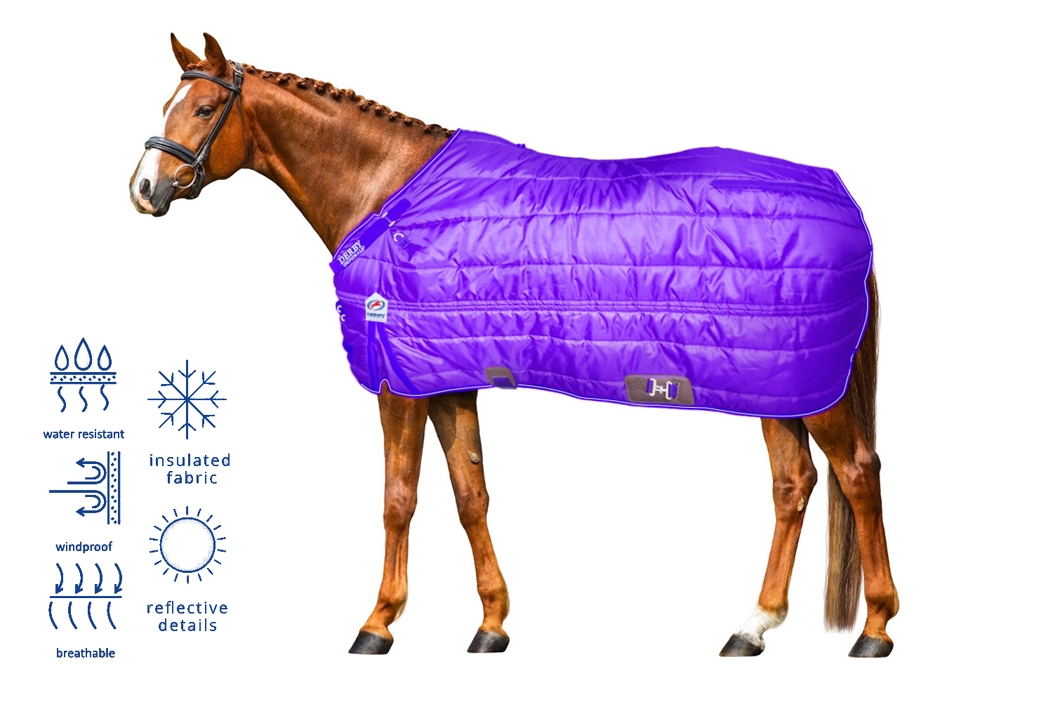 Derby Originals Nordic Tough West Coast 420D Reflective Winter Horse Stable Blanket 200g Medium Weight Purple main