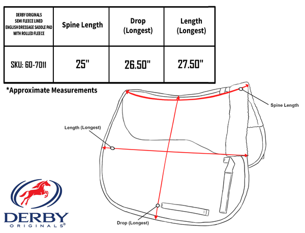 Semi Fleece Lined Dressage Saddle Pad by Derby Super Sale with Rolled Fleece