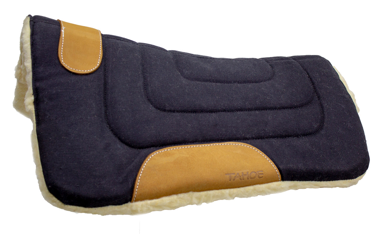Mini Contour Cut Canvas Western Saddle Pad with Fleece Lining by Tahoe Tack Blue