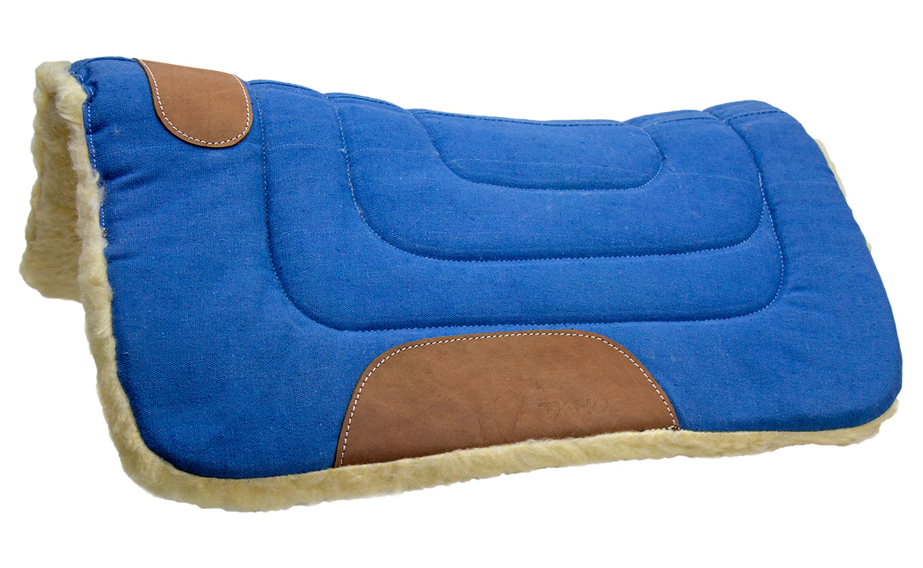 Mini Contour Cut Canvas Western Saddle Pad with Fleece Lining by Tahoe Tack Blue 
