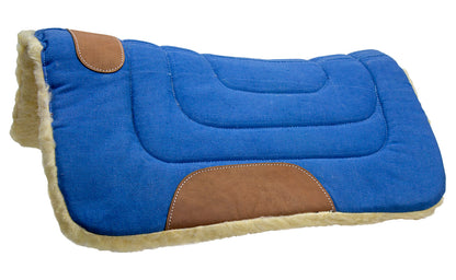 Mini Contour Cut Canvas Western Saddle Pad with Fleece Lining by Tahoe Tack Blue 