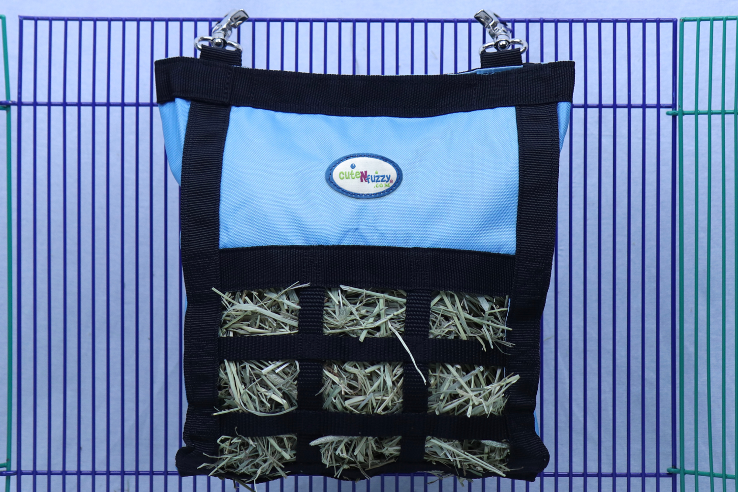CuteNfuzzy Small Hay Bag for Guinea Pigs and Rabbits with Super Tough Bottom - Blue Color Hanging Bag
