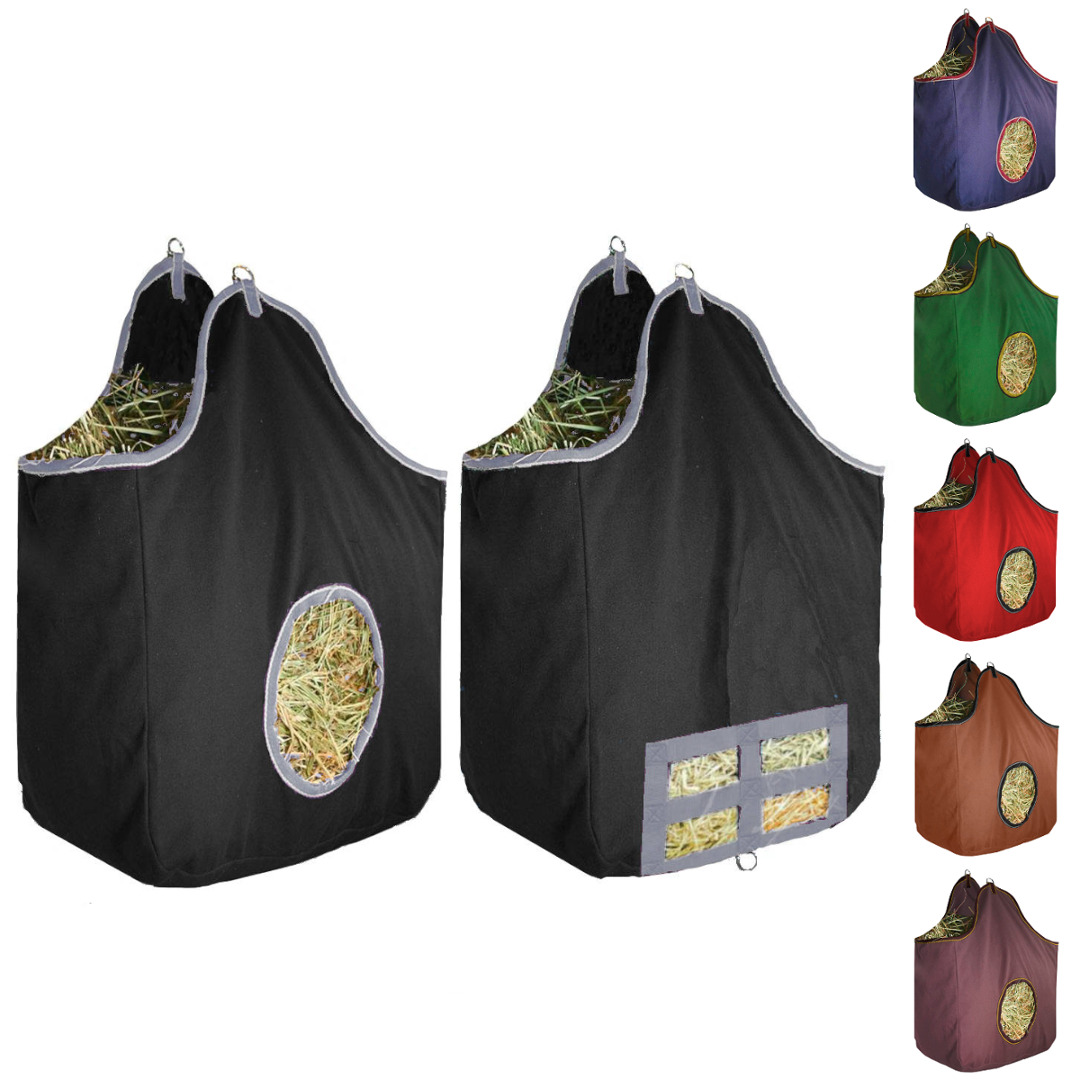 Derby Originals Large 24 OZ Canvas Horse Hay Bag  2 Sided Combo 