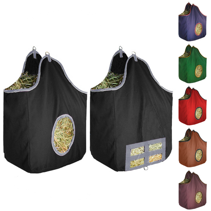 Derby Originals Large 24 OZ Canvas Horse Hay Bag  2 Sided Combo 