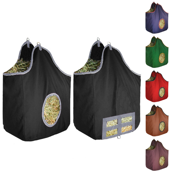 Derby Originals Large 24 OZ Canvas Horse Hay Bag  2 Sided Combo Design X Wide Gusset and 6 Month Warranty