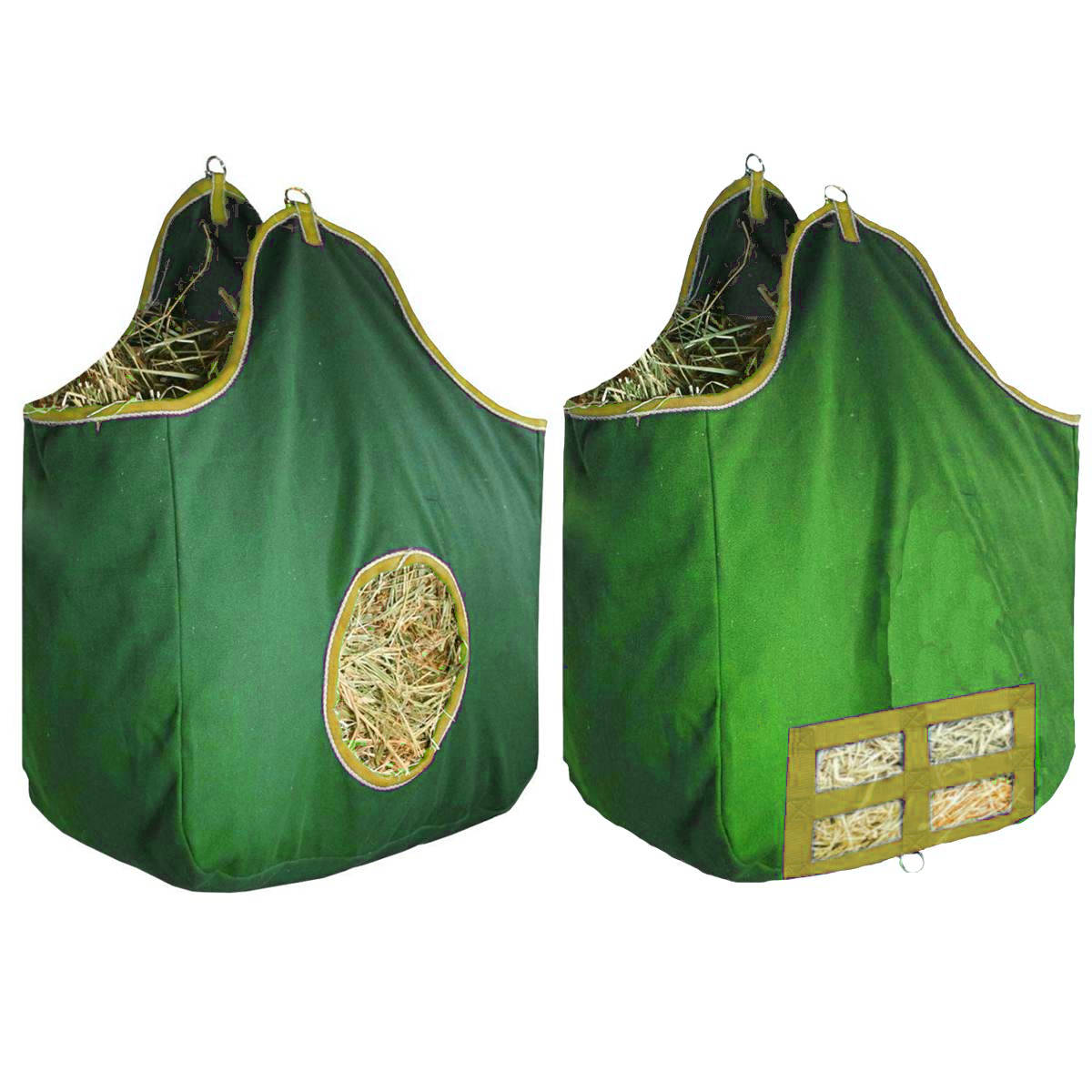 Derby Originals Large 24 OZ Canvas Horse Hay Bag  2 Sided Combo HGreen