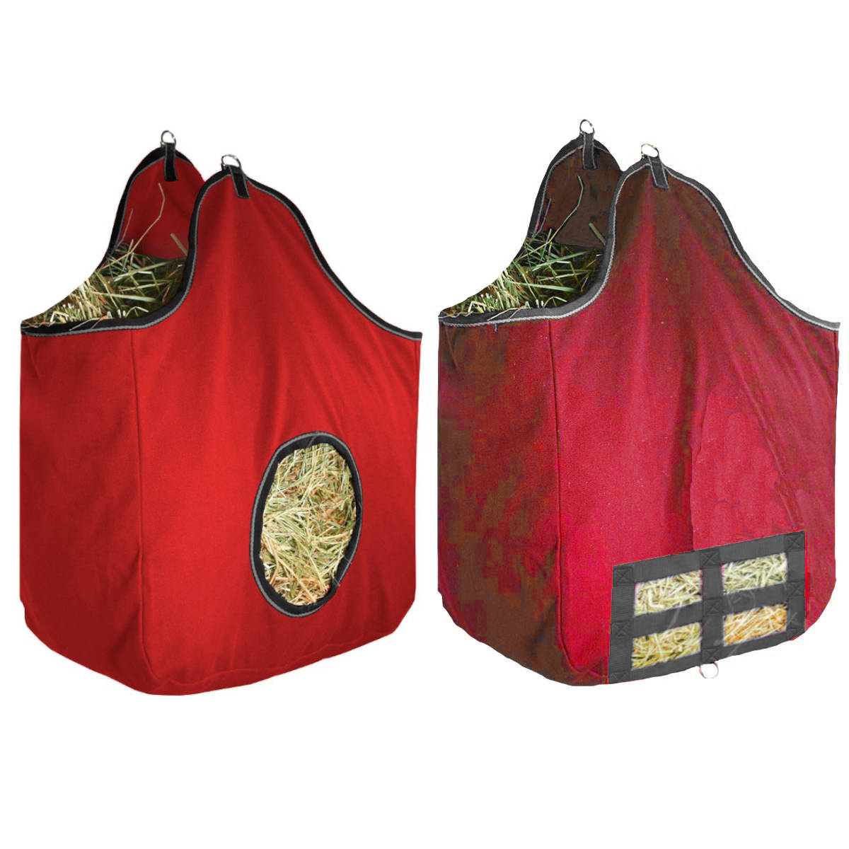 Derby Originals Large 24 OZ Canvas Horse Hay Bag  2 Sided Combo  Red