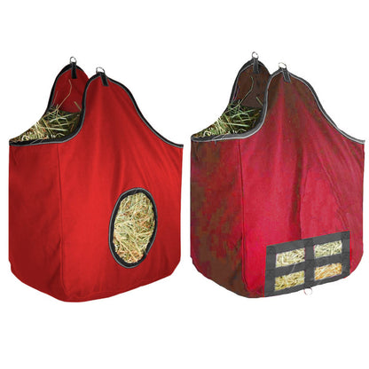 Derby Originals Large 24 OZ Canvas Horse Hay Bag  2 Sided Combo  Red