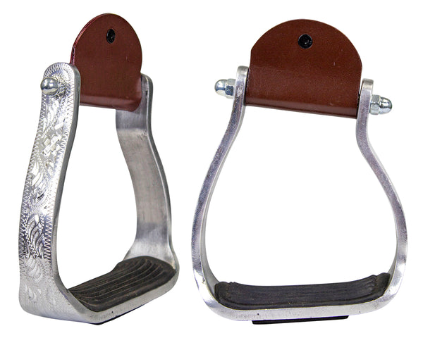 Tahoe Tack Angled Engraved Knee Relief Western Show Stirrups