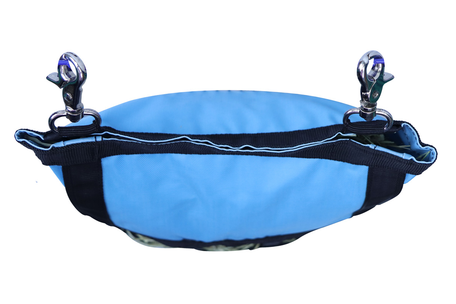CuteNfuzzy Small Hay Bag for Guinea Pigs and Rabbits with Super Tough Bottom - Blue Color Top Closeup