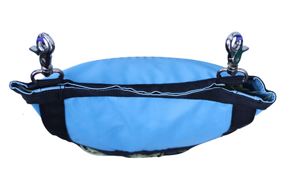 CuteNfuzzy Small Hay Bag for Guinea Pigs and Rabbits with Super Tough Bottom - Blue Color Top Closeup