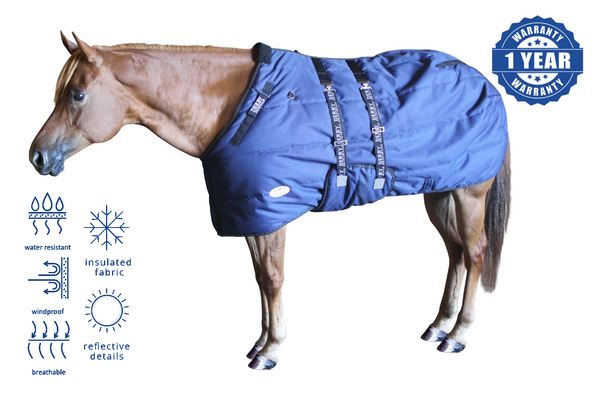 Derby Originals Nordic Tough Closed Front 1200D Water Resistant Reflective Winter Horse Stable Blanket 300g Heavy Weight 1 Year Warranty