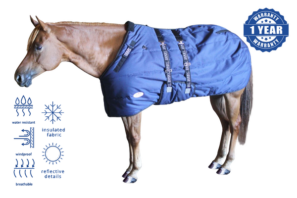 Derby Originals Nordic Tough Closed Front 1200D  Reflective Winter Horse Stable Blanket 300g Heavy Weight 1 Year Warranty