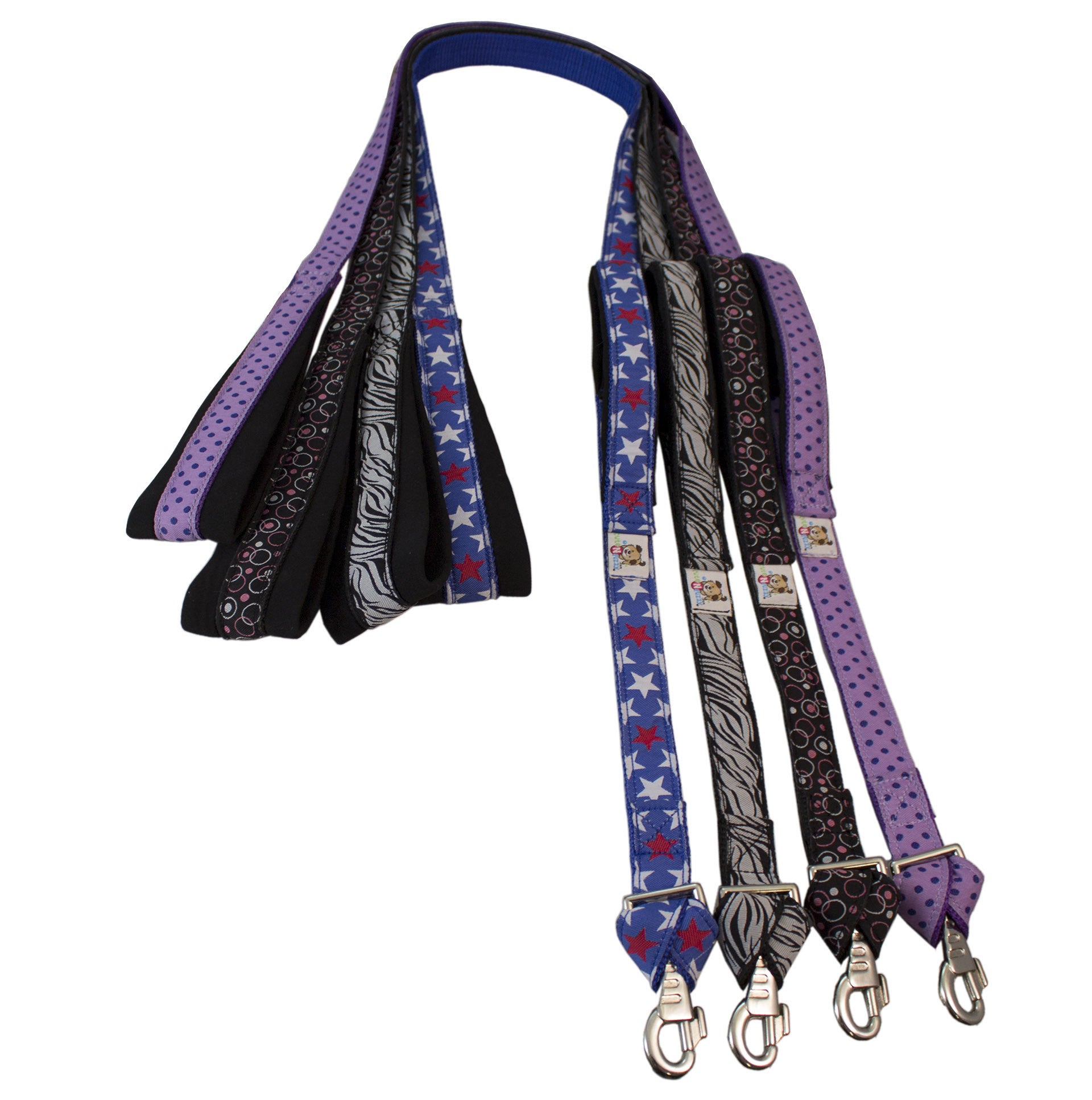 Padded Double Handle Patterned Dog Leash with Warranted Snap Design