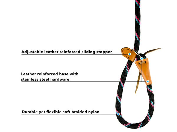 cuteNfuzzy Adjustable Loop Slip Dog Leash with Soft Handle 6 Ft