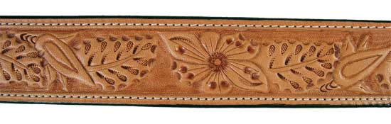 Tapered USA Leather Acorn Tooled Western Belt with 1" Buckle Banner Image