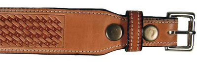 Tapered USA Leather Basket Tooled Western Belt with 1" Buckle
