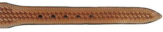 Tapered USA Leather Basket Tooled Western Belt with 1" Buckle