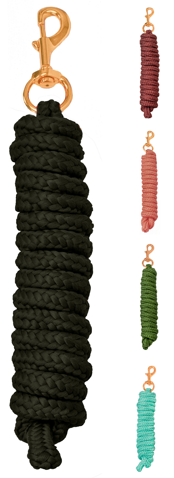 Derby Originals Pack of 2 Solid Poly Lead Ropes for Horses and Livestock, Available in 7' and 10' Lengths, 5/8