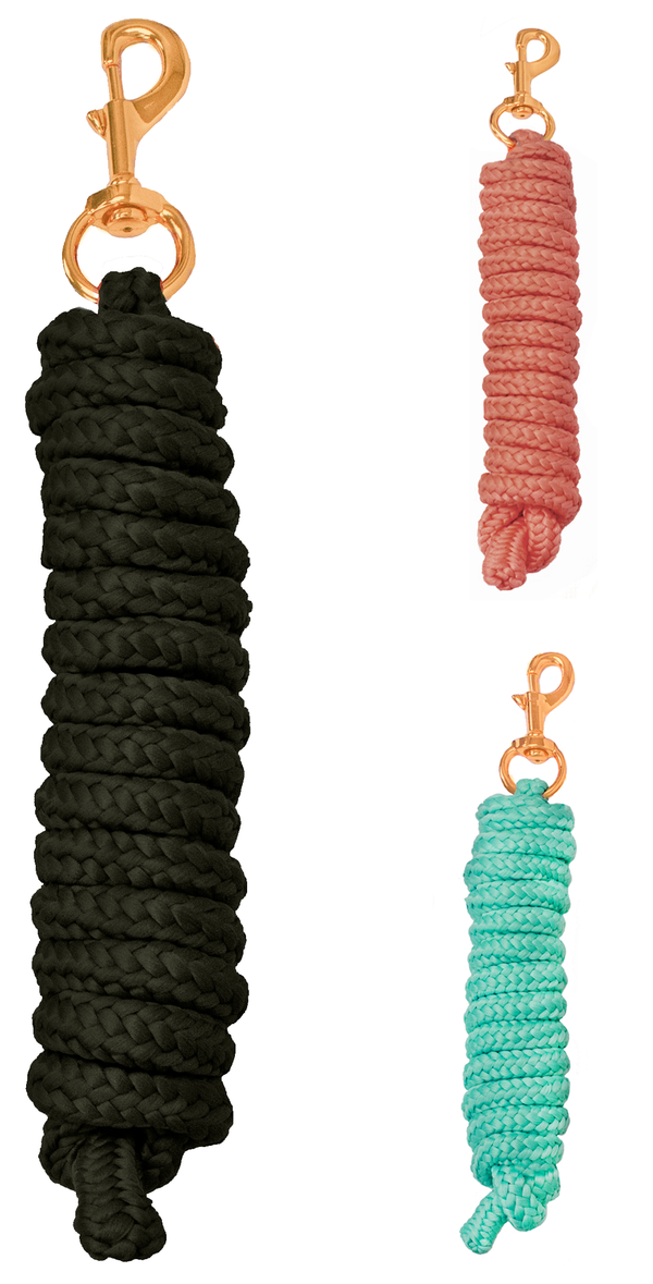 Derby Originals Pack of 2 Solid Poly Lead Ropes for Horses and Livestock, Available in 7' and 10' Lengths, 5/8" Thick, Soft, Broken In Feel