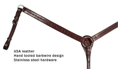 Tahoe Barbwire Breast Collar USA Leather Close