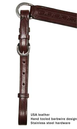 Tahoe Barbwire Breast Collar USA Leather Strap Close