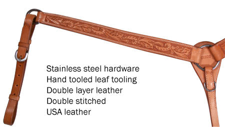 Tahoe Tack USA Leather Hand Tooled Leaf Tooled Western Breast Collar