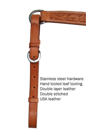 USA Leather Hand Tooled Leaf Tooled Western Breast Collar 