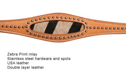 Tahoe Tack USA Leather Wild Side Zebra Print Hair-On Cowhide Inlay Western Breast Collar