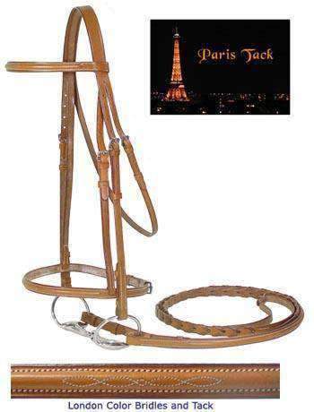 Paris Tack Raised Fancy Stitch Leather English Schooling Bridle with Laced Reins FS London