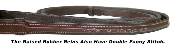 Tack Round Raised Double Fancy Stitch Figure 8 Bridle with Matching Rubber Reins 