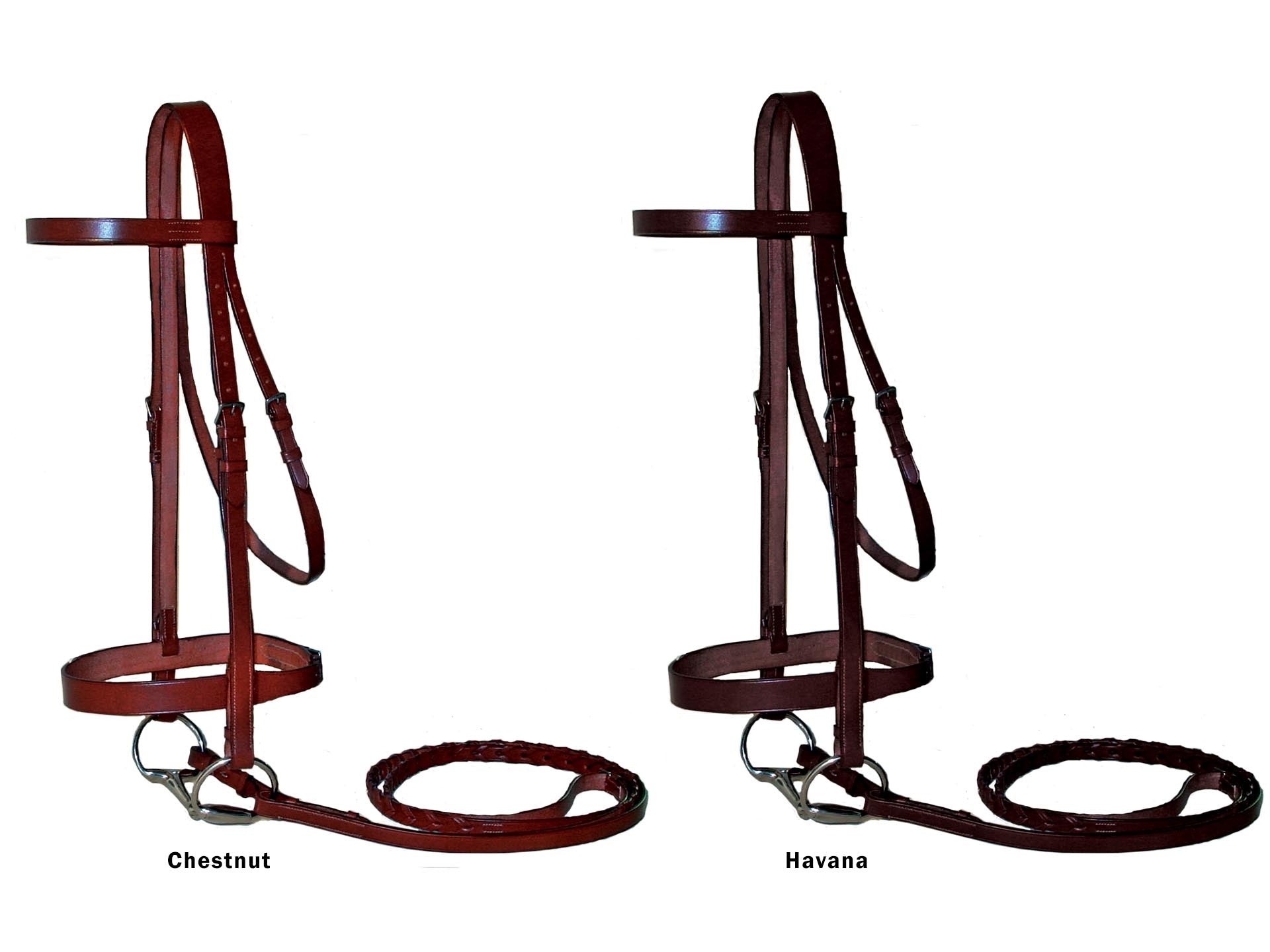 Paris Tack Classic Flat Leather English Hunt Bridle with Laced Reins 