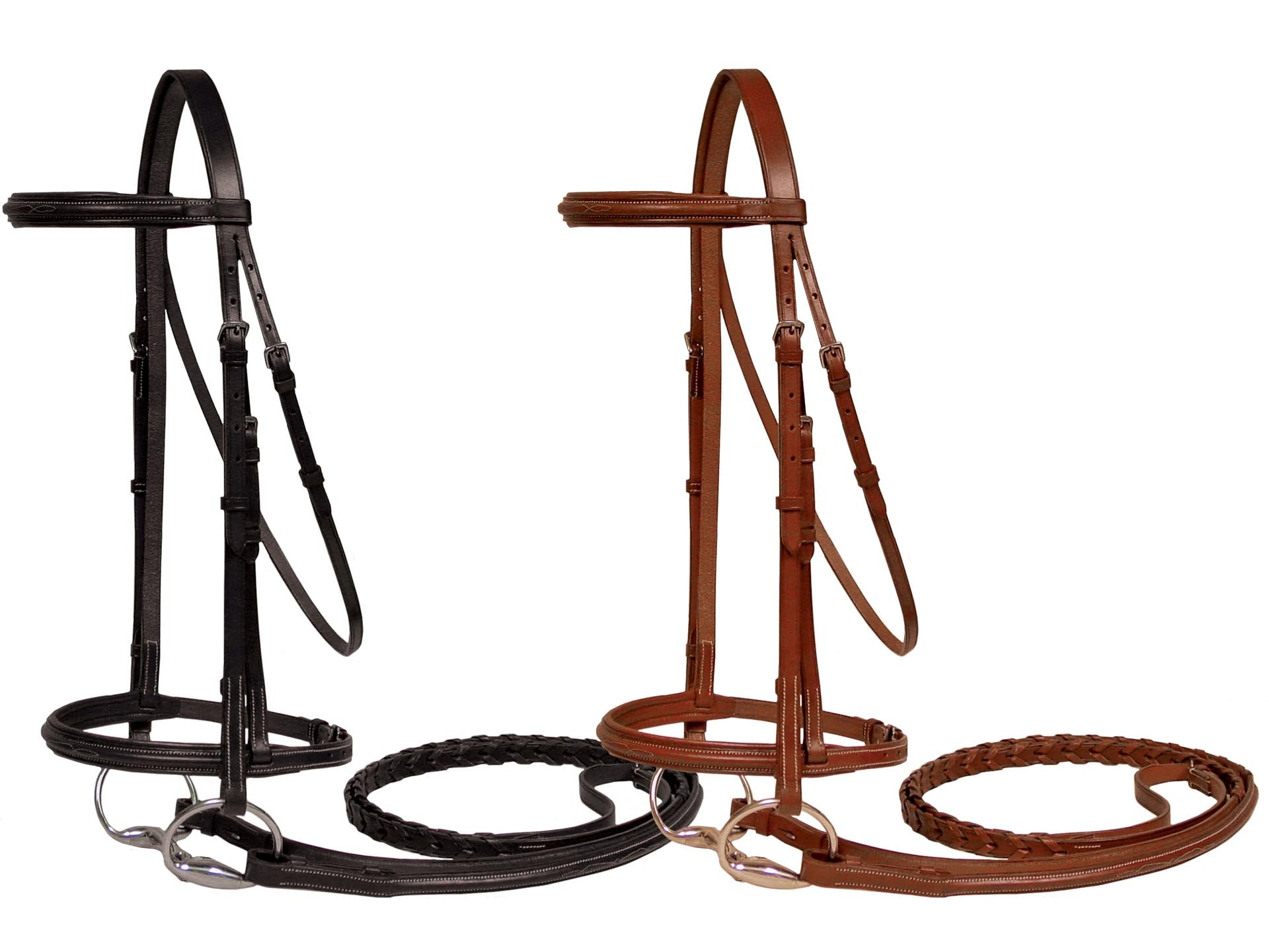 Raised Leather English Schooling Bridle with Laced Reins 