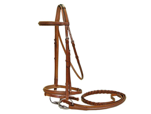 Paris Tack Square Raised Fancy Stitched Leather English Bridle with Removable Flash and Laced Reins