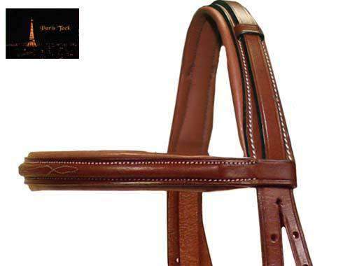 Paris Tack Padded Raised Fancy Stitched Leather English Schooling Bridle with Laced Reins