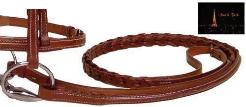 Paris Tack Padded Raised Fancy Stitched Leather English Schooling Bridle with Laced Reins