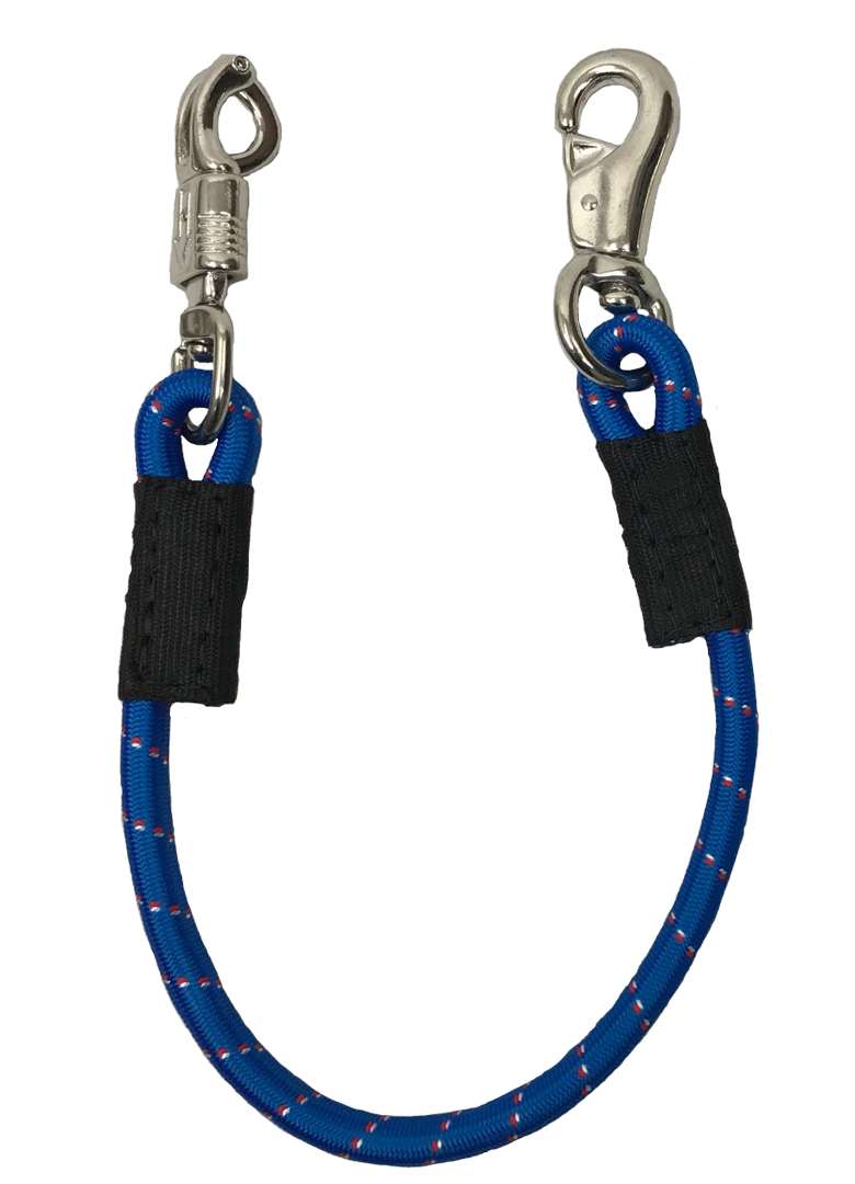 Bungee Trailer Tie with Bull and Panic Snap by Derby Originals Blue web