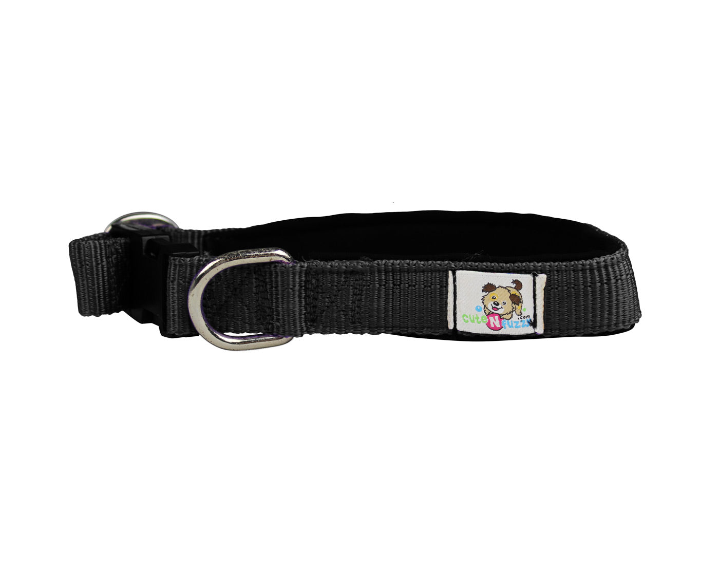 cuteNfuzzy® Adjustable Padded Dog Collar Black Color