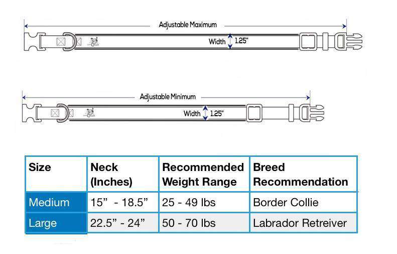 cuteNfuzzy® Adjustable Padded Dog Collar Size Charts