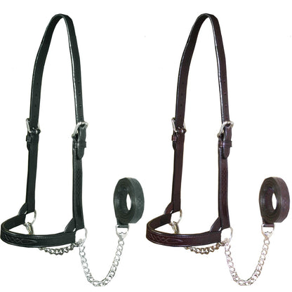 Premium Flat Fancy Stitch Leather Cattle Show Halter 