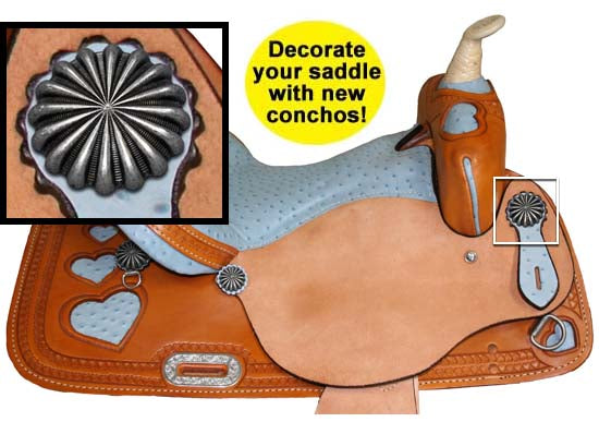Tahoe Tacks Antique Silver Parachute Concho with Screw Back for Western Tack banner Image