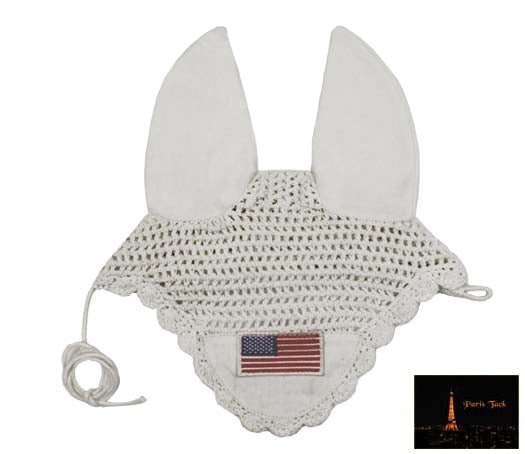 Paris Tack Patriotic American Flag Crochet Horse Fly Veil Ear Bonnet