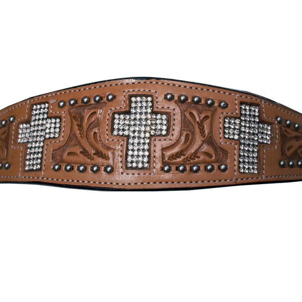 Tahoe Tack Show Studded Crystal Cross Browband Headstall with Matching Reins