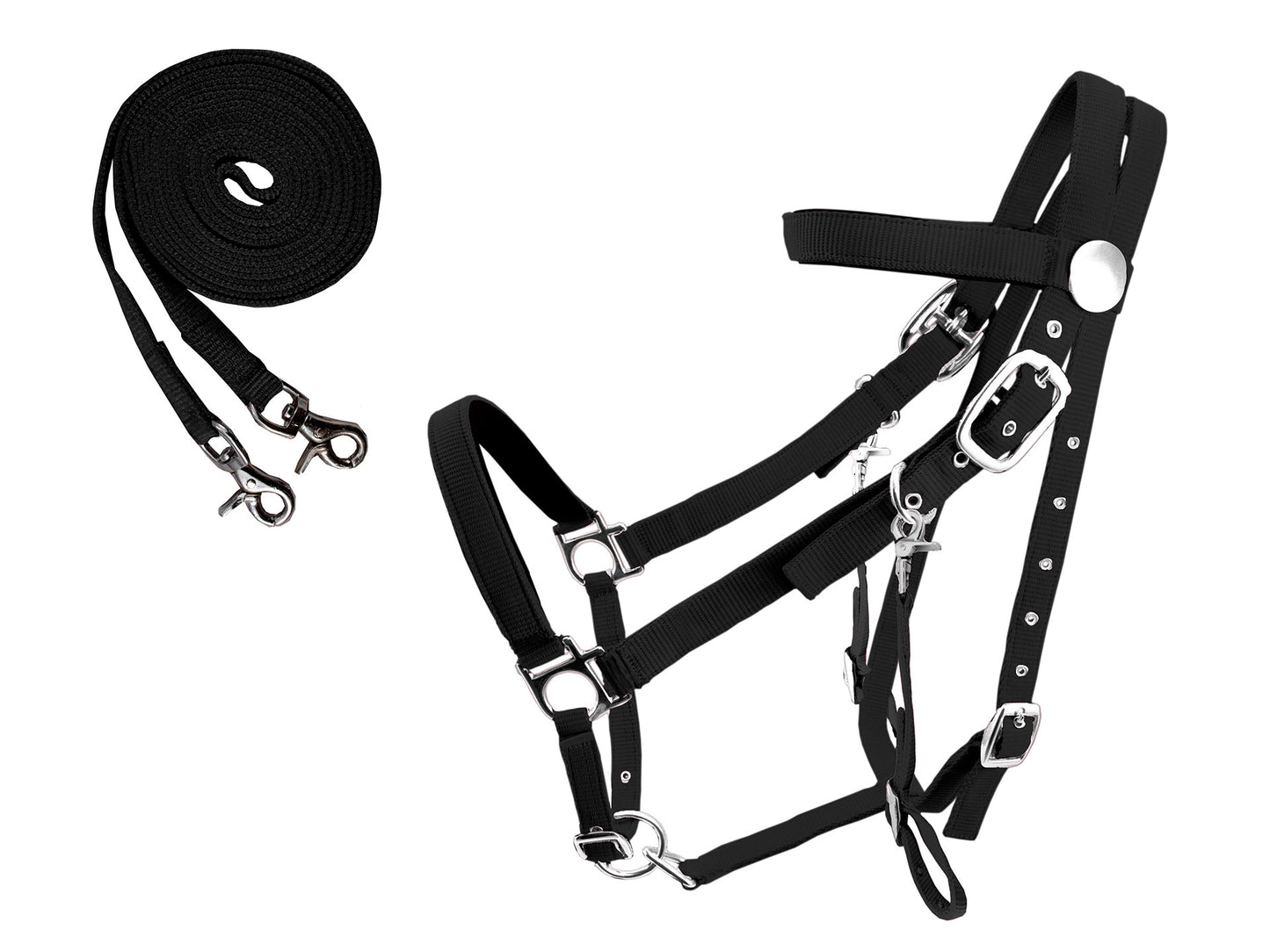 Nylon Halter Bridle Combo With Reins Plain