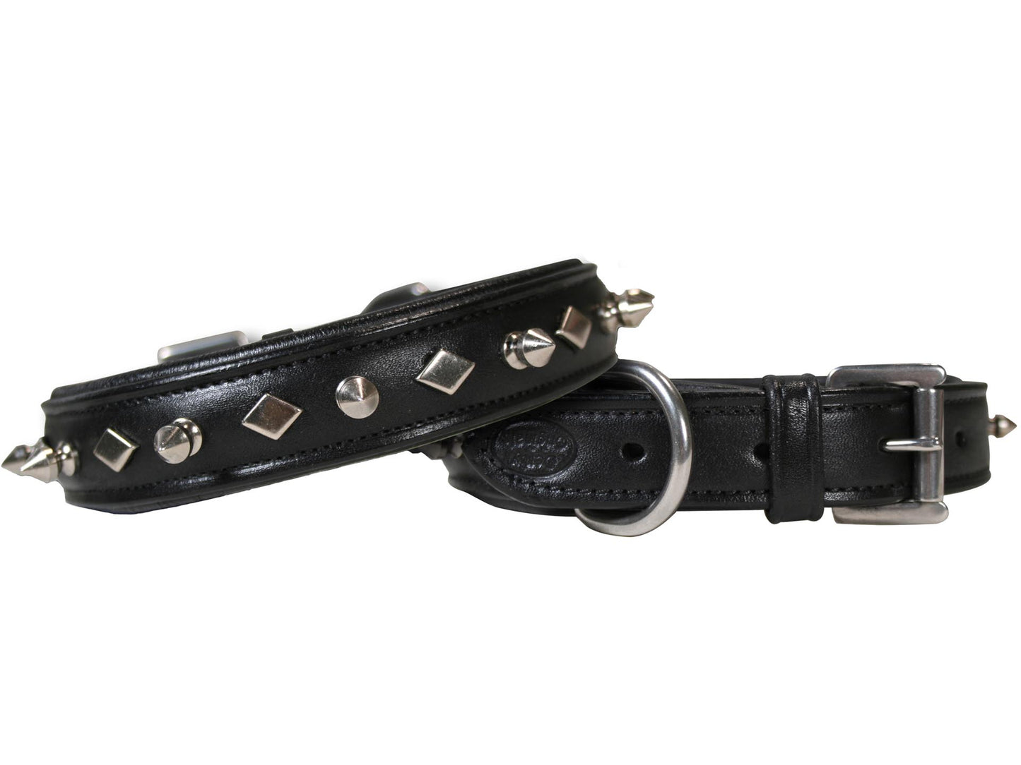 Derby Dog Designer Series USA Leather Spikes and Diamond Padded Dog Collar 