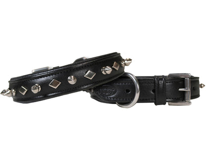 Derby Dog Designer Series USA Leather Spikes and Diamond Padded Dog Collar 