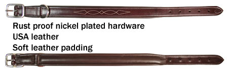 Dog Designer Series USA Leather Padded Fancy Stitch Dog Collar Flat