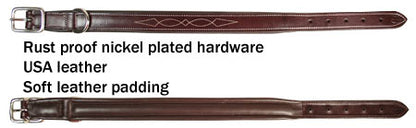 Dog Designer Series USA Leather Padded Fancy Stitch Dog Collar Flat